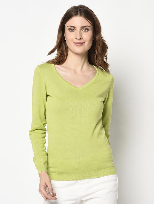 v neck solid top - 17342825 - Standard Image - 1