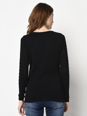 round neck solid top - 17342837 - Standard Image - 3