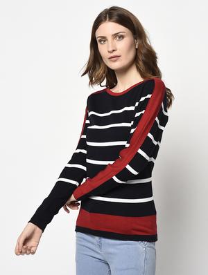 round neck striped top - 17342841 - Standard Image - 2