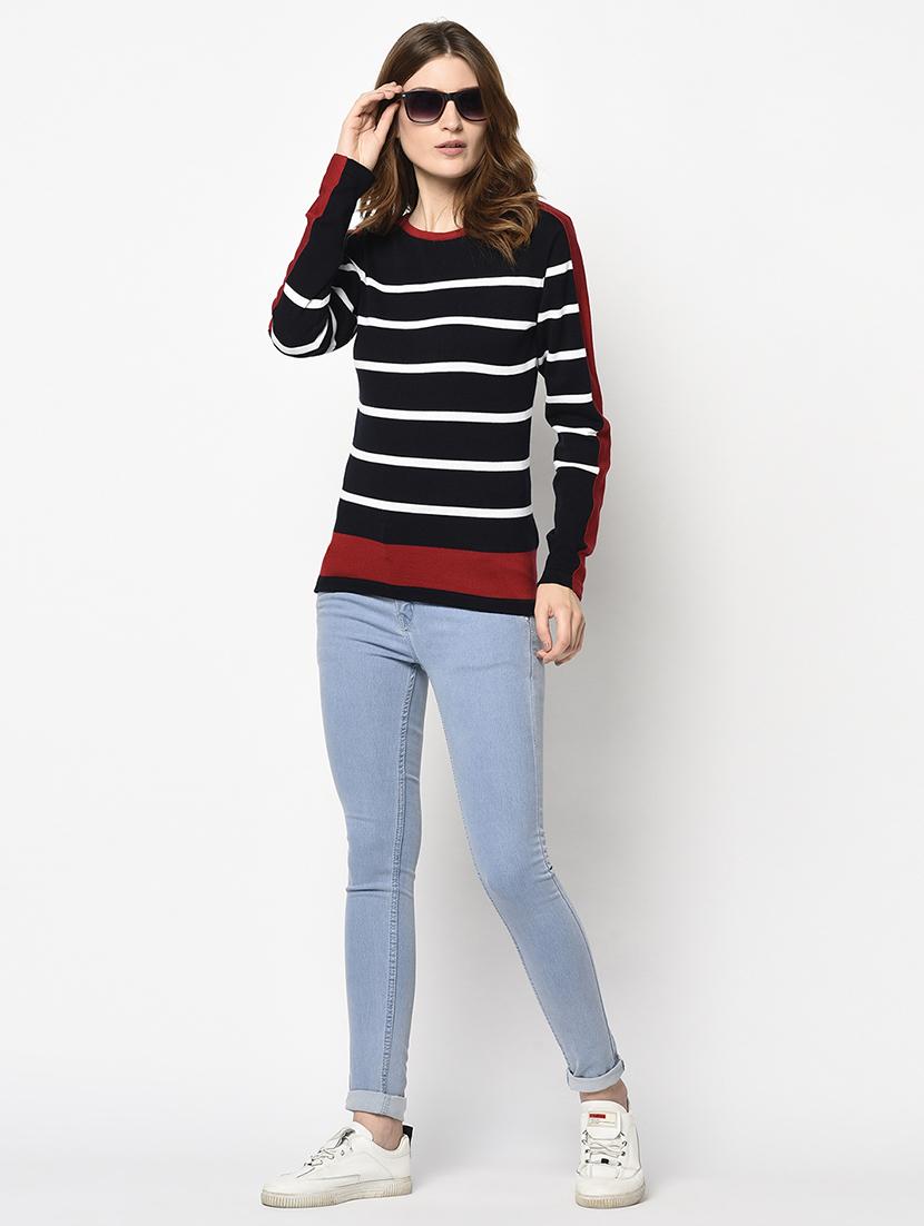 round neck striped top - 17342841 - Zoom Image - 4
