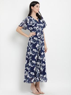 bell sleeved floral fit & flare dress - 17342884 - Standard Image - 2