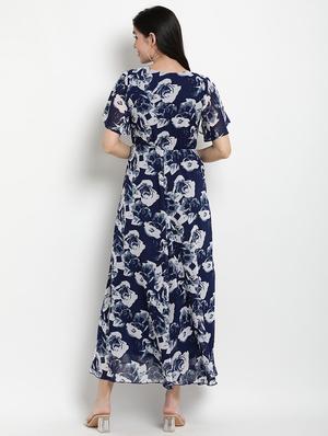 bell sleeved floral fit & flare dress - 17342884 - Standard Image - 4