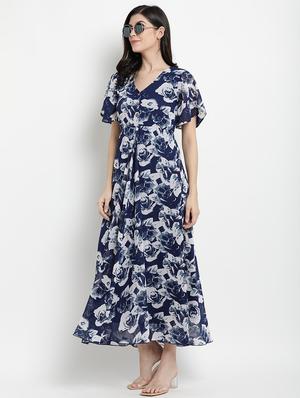 bell sleeved floral fit & flare dress - 17342884 - Standard Image - 5