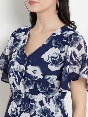 bell sleeved floral fit & flare dress - 17342884 - Standard Image - 6