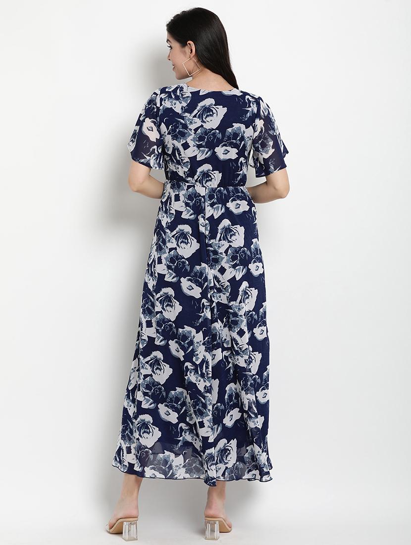 bell sleeved floral fit & flare dress - 17342884 - Zoom Image - 4