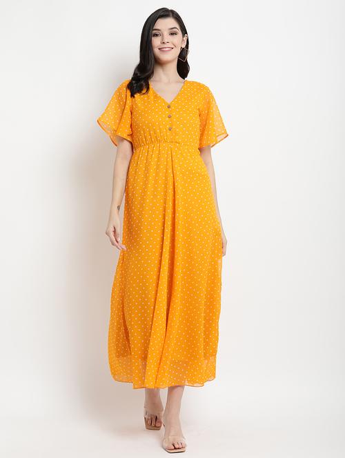 bell sleeved polka dot fit & flare dress - 17342885 - Very Small Image - 1