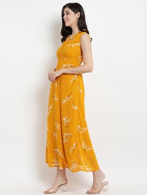 v-neck floral fit & flare dress - 17342886 - Standard Image - 2