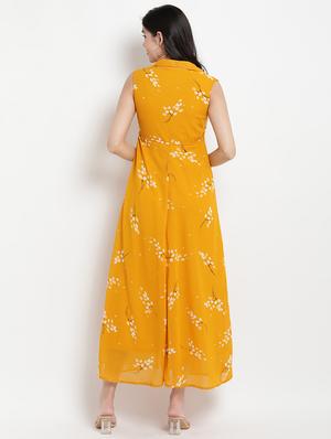 v-neck floral fit & flare dress - 17342886 - Standard Image - 4
