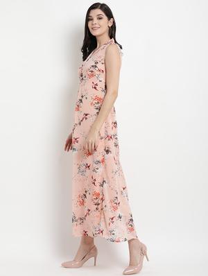 lapel neck floral fit & flare dress - 17342887 - Standard Image - 3