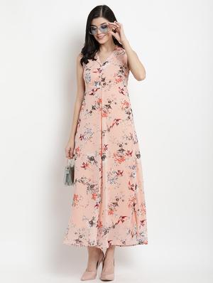 lapel neck floral fit & flare dress - 17342887 - Standard Image - 5