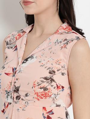 lapel neck floral fit & flare dress - 17342887 - Standard Image - 6
