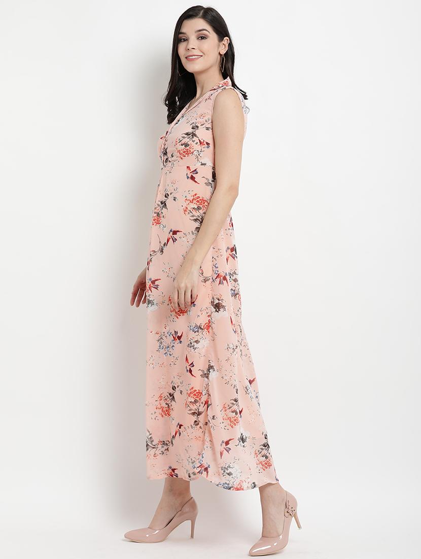 lapel neck floral fit & flare dress - 17342887 - Zoom Image - 3