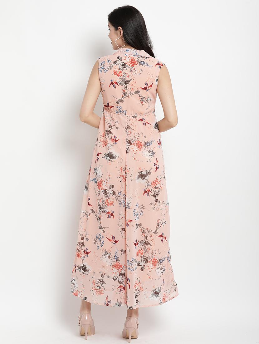 lapel neck floral fit & flare dress - 17342887 - Zoom Image - 4