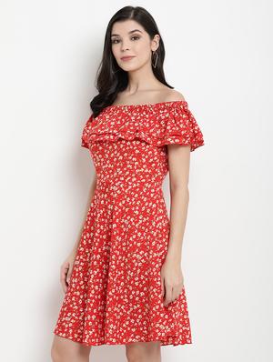 off shoulder floral flared dress - 17342889 - Standard Image - 3
