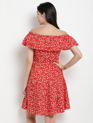 off shoulder floral flared dress - 17342889 - Standard Image - 4