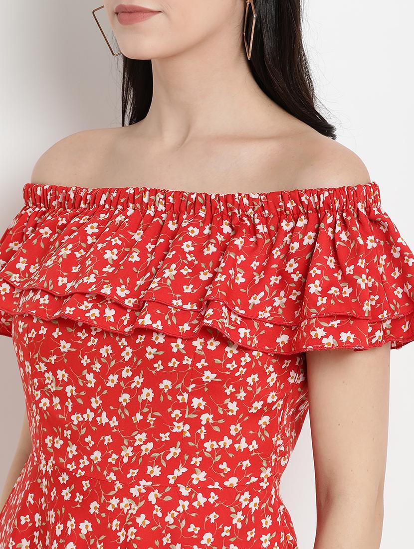 off shoulder floral flared dress - 17342889 - Zoom Image - 6