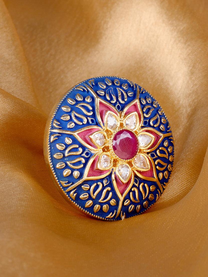 blue brass finger ring - 17342897 - Zoom Image - 1