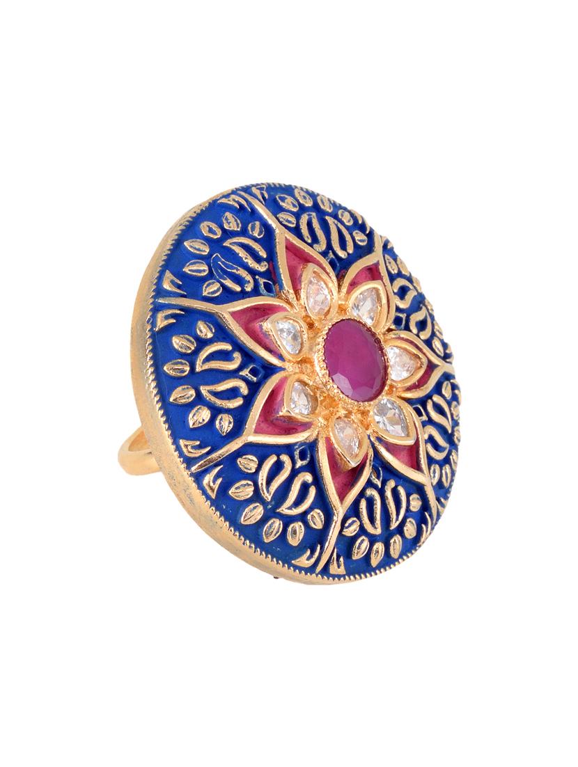 blue brass finger ring - 17342897 - Zoom Image - 4