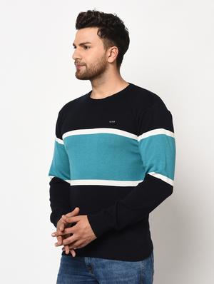 navy blue color block pullover - 17342934 - Standard Image - 2