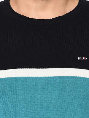 navy blue color block pullover - 17342934 - Standard Image - 5