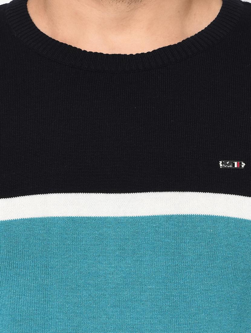navy blue color block pullover - 17342934 - Zoom Image - 5