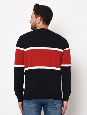 navy blue color block pullover - 17342935 - Standard Image - 3
