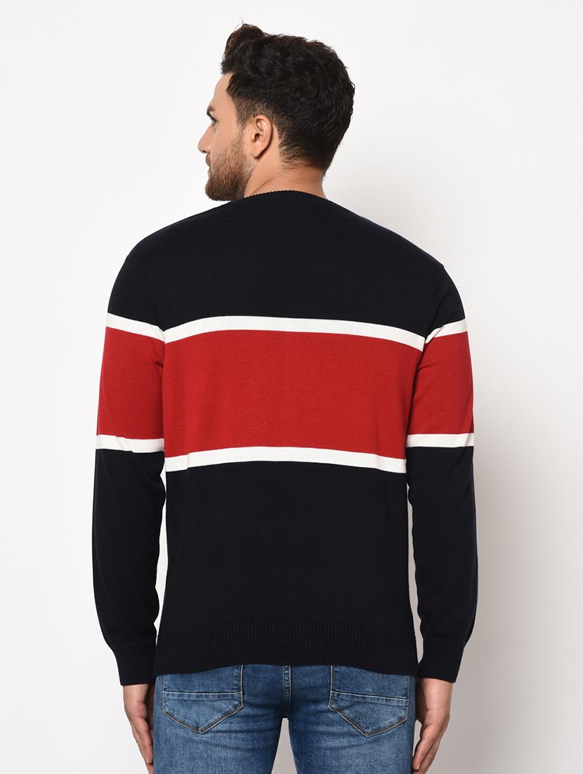 navy blue color block pullover - 17342935 - Zoom Image - 3