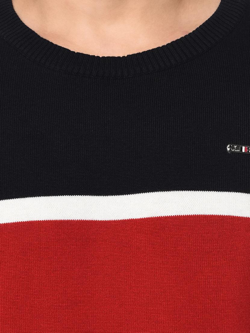 navy blue color block pullover - 17342935 - Zoom Image - 5