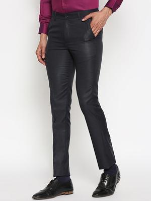 black solid flat front trousers formal trouser - 17342969 - Standard Image - 3