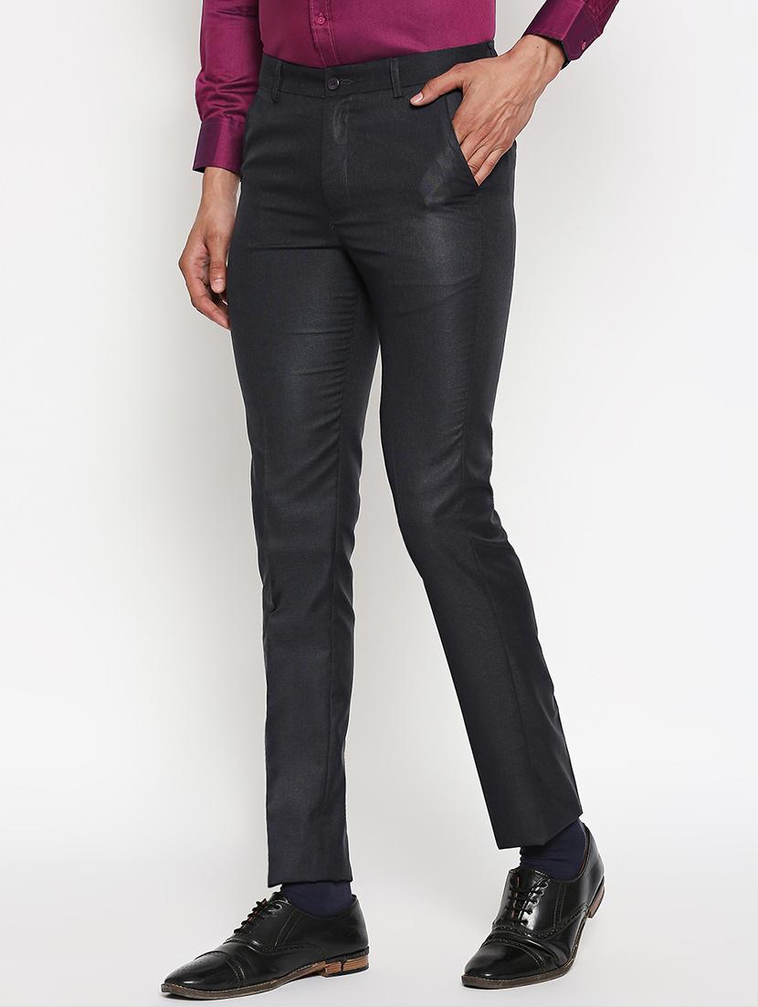 black solid flat front trousers formal trouser - 17342969 - Zoom Image - 3