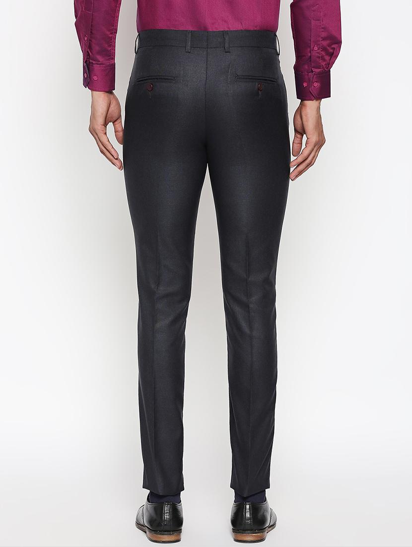 black solid flat front trousers formal trouser - 17342969 - Zoom Image - 4