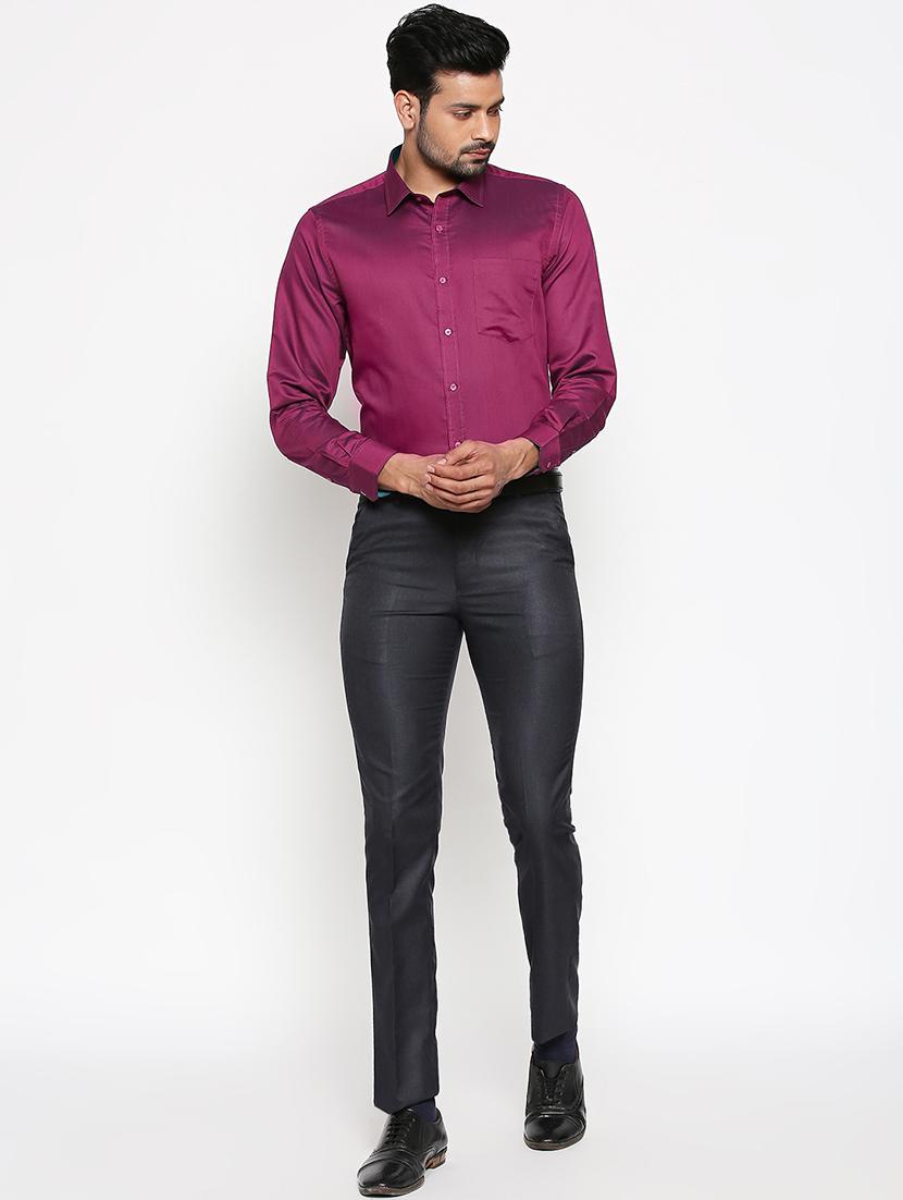 black solid flat front trousers formal trouser - 17342969 - Zoom Image - 5