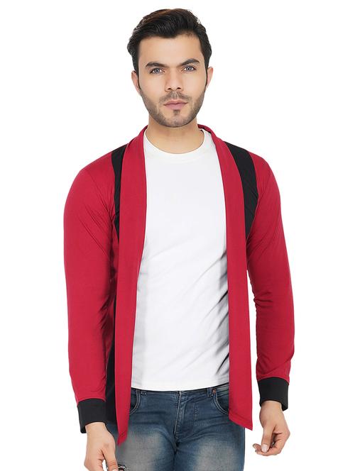 red color block shrug - 17343077 - Standard Image - 1