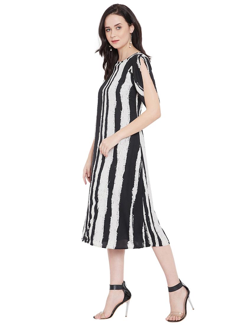 round neck striped a-line dress - 17343446 - Zoom Image - 2