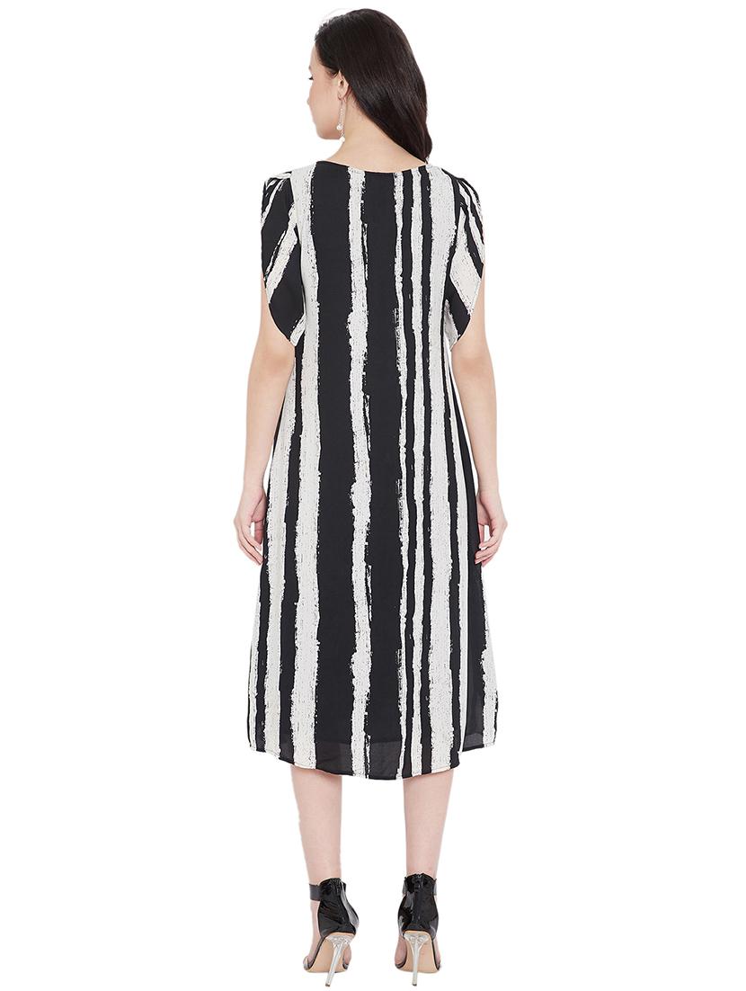 round neck striped a-line dress - 17343446 - Zoom Image - 3