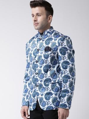 multi colored printed bandhgala casual blazer - 17343727 - Standard Image - 2