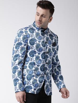 multi colored printed bandhgala casual blazer - 17343727 - Standard Image - 3