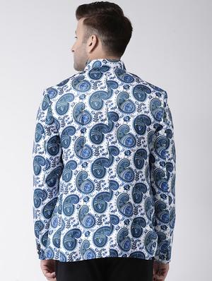 multi colored printed bandhgala casual blazer - 17343727 - Standard Image - 4