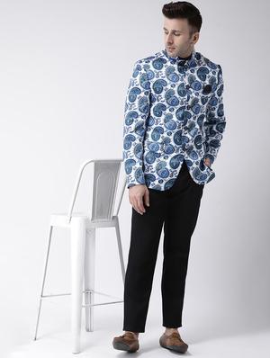 multi colored printed bandhgala casual blazer - 17343727 - Standard Image - 5