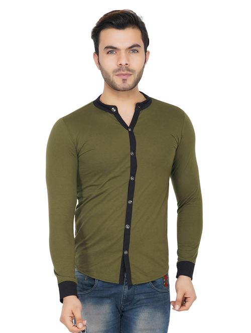 olive color block t-shirt - 17344465 - Standard Image - 1