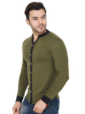 olive color block t-shirt - 17344465 - Standard Image - 2