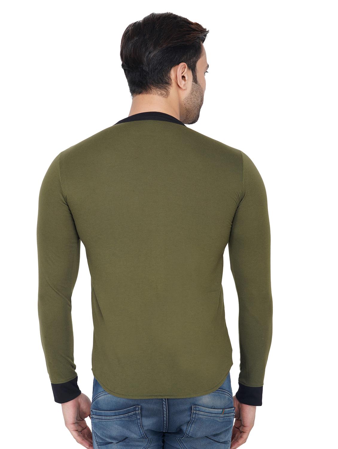olive color block t-shirt - 17344465 - Zoom Image - 3