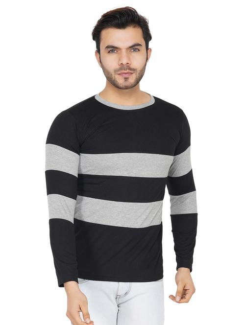 black color block cut & sew t-shirt - 17344478 - Very Small Image - 1