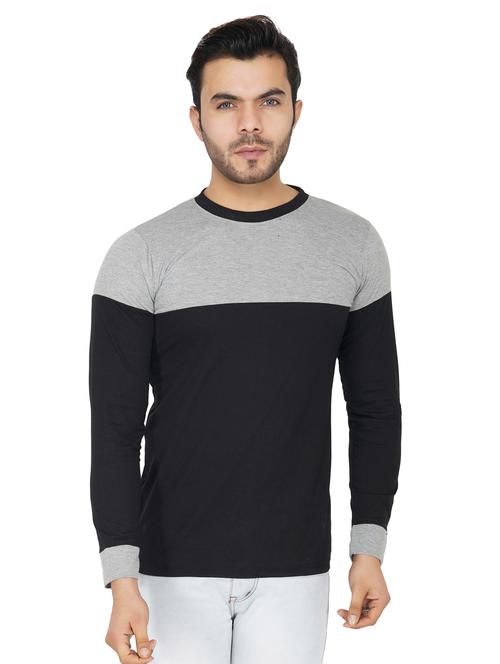 black color block cut & sew t-shirt - 17344483 - Standard Image - 1
