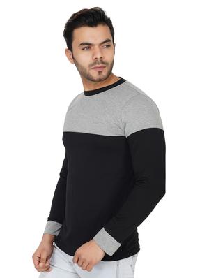black color block cut & sew t-shirt - 17344483 - Standard Image - 2