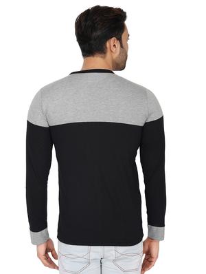 black color block cut & sew t-shirt - 17344483 - Standard Image - 3