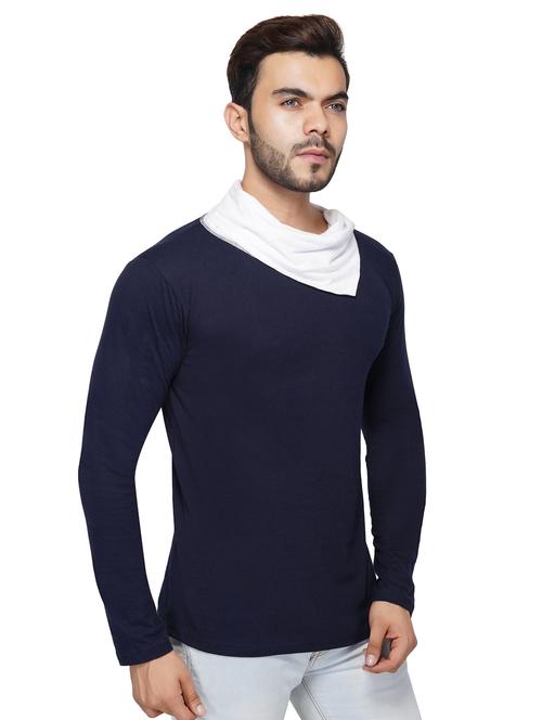 navy blue color block t-shirt - 17344493 - Standard Image - 1