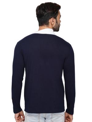 navy blue color block t-shirt - 17344493 - Standard Image - 3