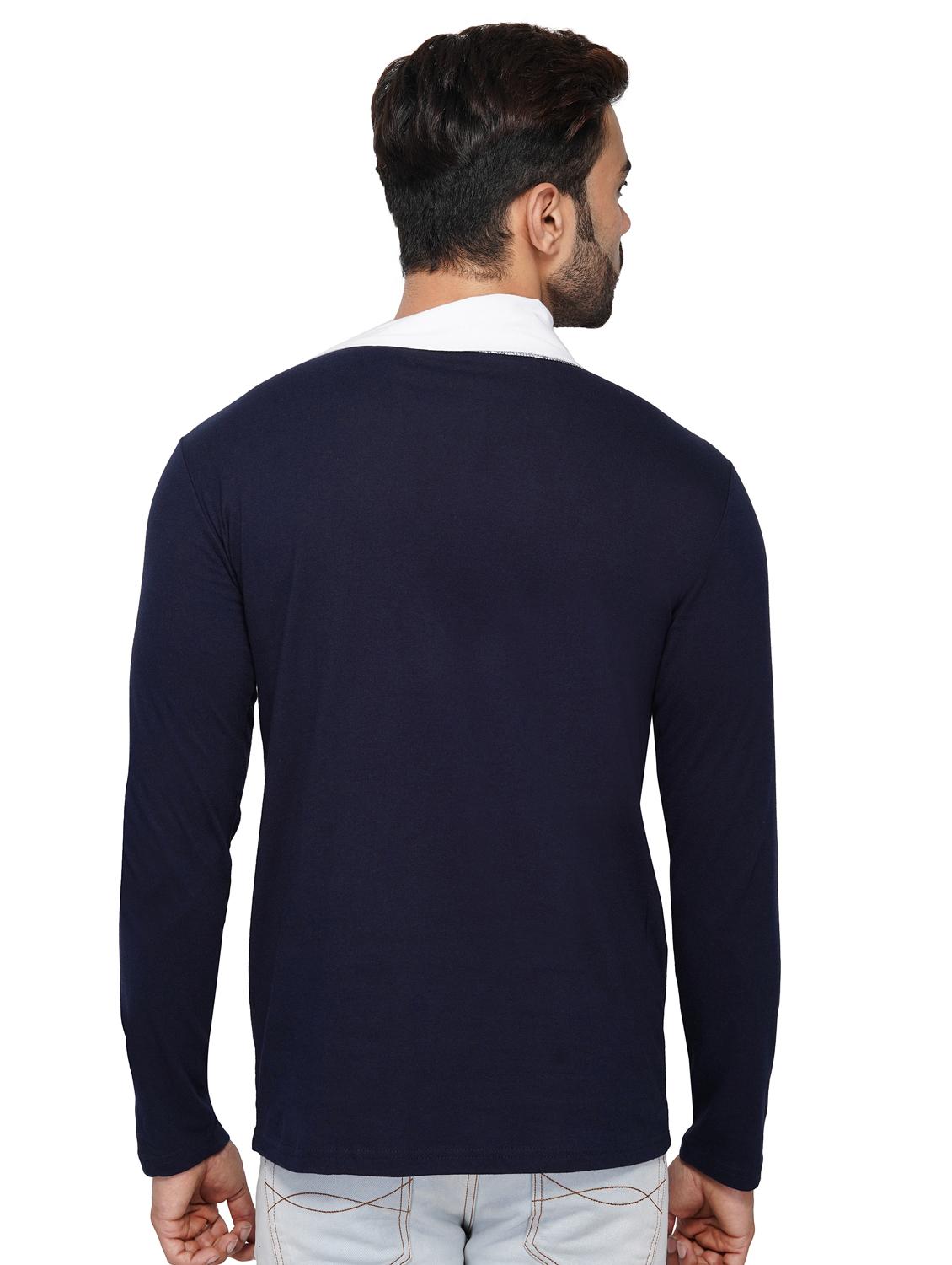 navy blue color block t-shirt - 17344493 - Zoom Image - 3