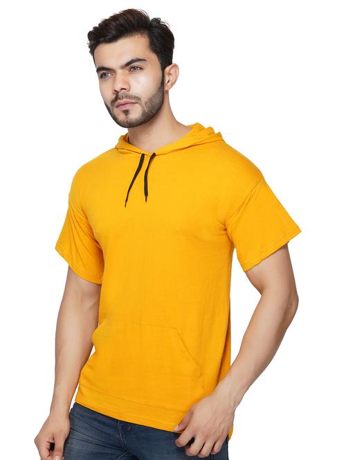 yellow solid hooded t-shirt - 17344497 - Standard Image - 1